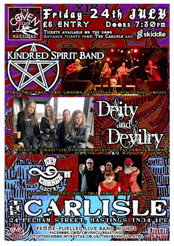 Kindred Spirit Band, Deity and Devilry, Key Change Key Change, Deity And Devilry, Elaine Samuels & Kindred Spirit at The Carlisle on 24 July 2026 gig poster