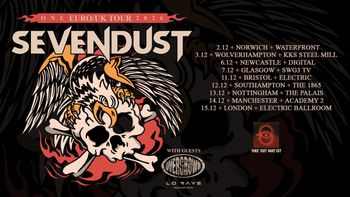 Sevendust - One Euro/UK Tour 2026 Sevendust, Lo Rays, Overground, Lo Rays december 2026 tour poster