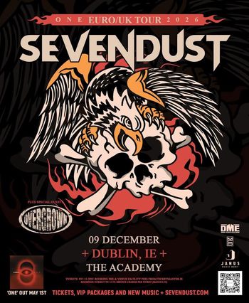SEVENDUST - ONE EURO/UK TOUR 2026 Overgrown, Sevendust at THE ACADEMY on 9 December 2026 gig poster