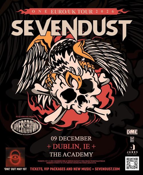 SEVENDUST - ONE EURO/UK TOUR 2026 Overgrown, Sevendust at THE ACADEMY on 9 December 2026 gig poster