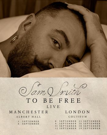 Sam Smith - To Be Free Live Sam Smith september 2026 tour poster