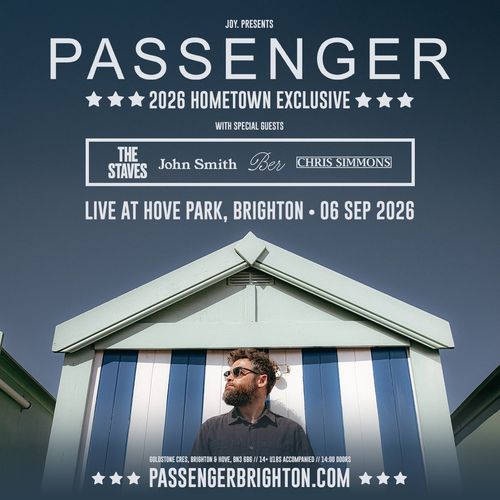 PASSENGER The Staves, John Smith, Ber, Chris Simmonds at Hove Park on 6 September 2026 gig poster