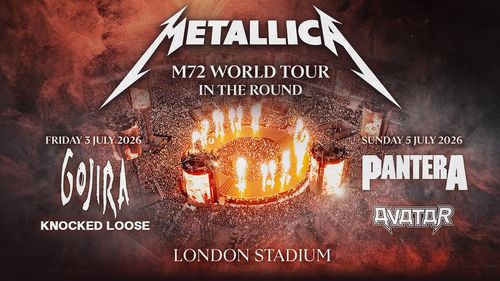 Metallica M72 World Tour In The Round Knocked Loose, Metallica, Gojira, Pantera, Avatar july 2026 tour poster