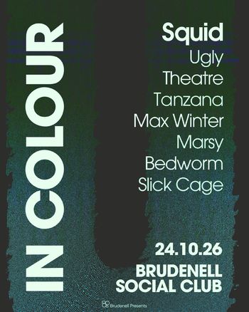 IN COLOUR Squid, TANZANA, Marsy, Ugly, Slick Cage, Max Winter, [theatre], Bedworm at Brudenell Social Club on 24 October 2026 gig poster