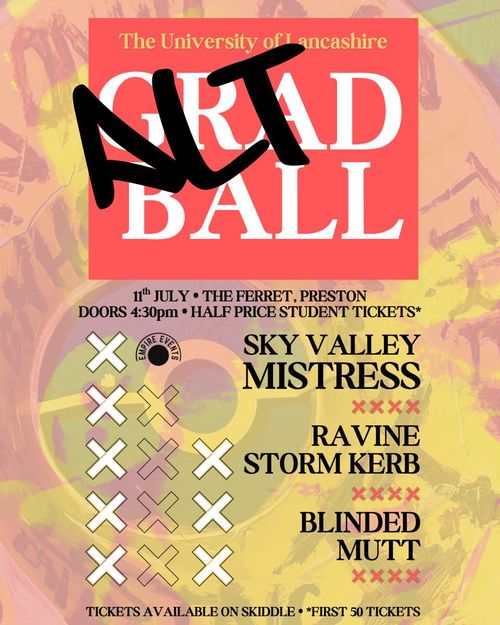 ALT BALL Ravine, Mutt, Storm Kerb, SKY VALLEY, Mistress, BLINDED at The Ferret on 11 July 2026 gig poster