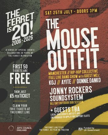 THE MOUSE OUTFIT Jonny Rockers Sound System at The Ferret on 25 July 2026 gig poster