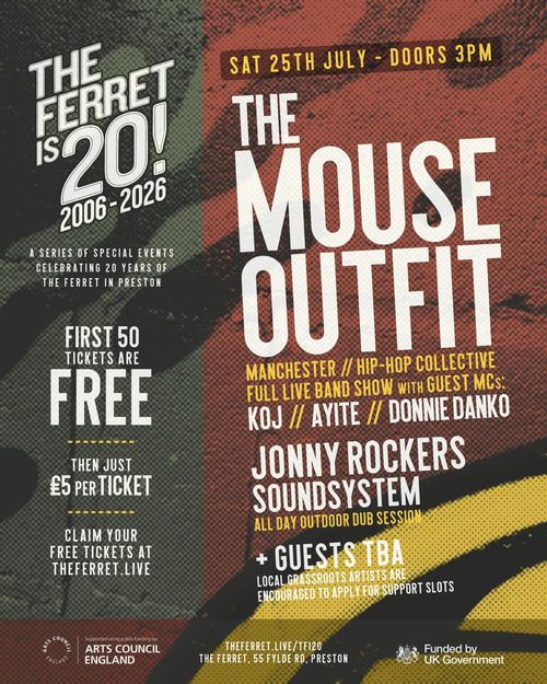 THE MOUSE OUTFIT Jonny Rockers Sound System at The Ferret on 25 July 2026 gig poster
