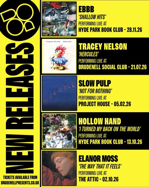RODOS NEW RELEASES Ebbb, Tracey Nelson, Slow Pulp, Elanor Moss, Hollow Hand february 2026 to november 2026 tour poster