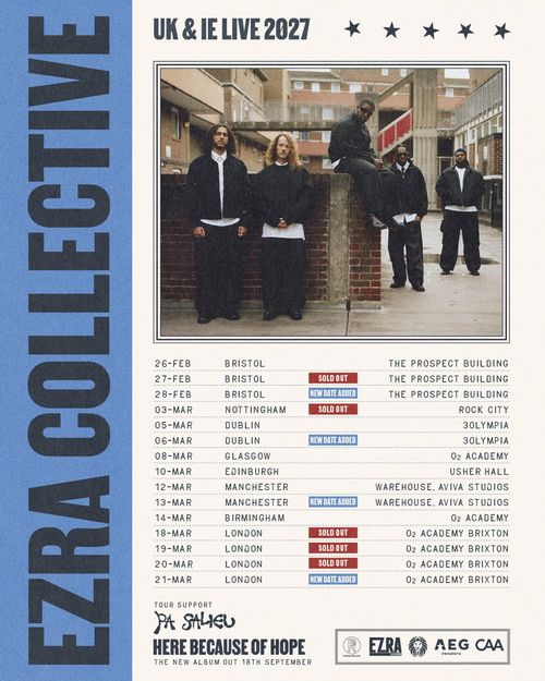 EZRA COLLECTIVE UK & IE LIVE 2027 Ezra Collective february 2027 to march 2027 tour poster