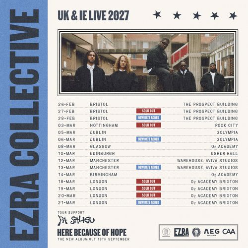 Ezra Collective UK & IE Live 2027 Ezra Collective february 2027 to march 2027 tour poster