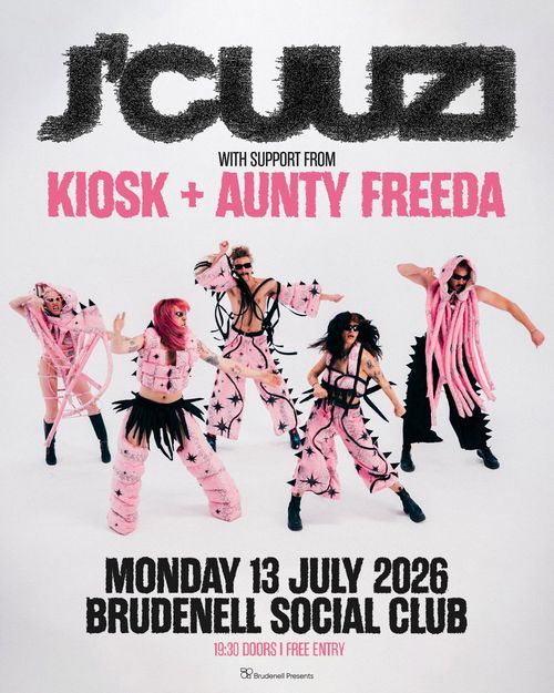 J'CUUZI with support from KIOSK Kiosk, J'cuuzi, Aunty Freeda at Brudenell Social Club on 13 July 2026 gig poster