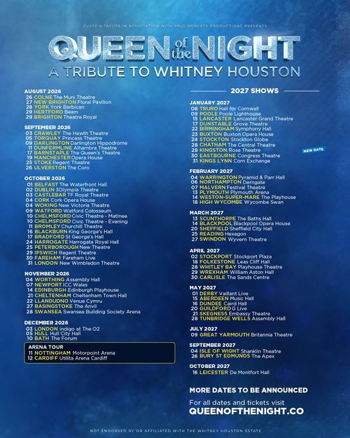 Queen of the Night - A Tribute to Whitney Houston Queen of the Night august 2026 to october 2027 tour poster