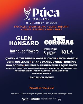Púca Festival Glen Hansard, Hothouse Flowers, Jerry Fish, The Coronas, Kíla at Trim / Athboy on 29 October 2026 gig poster