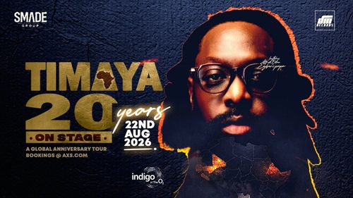 TIMAYA 20 years: On Stage Timaya at indigo at The O2 on 22 August 2026 gig poster