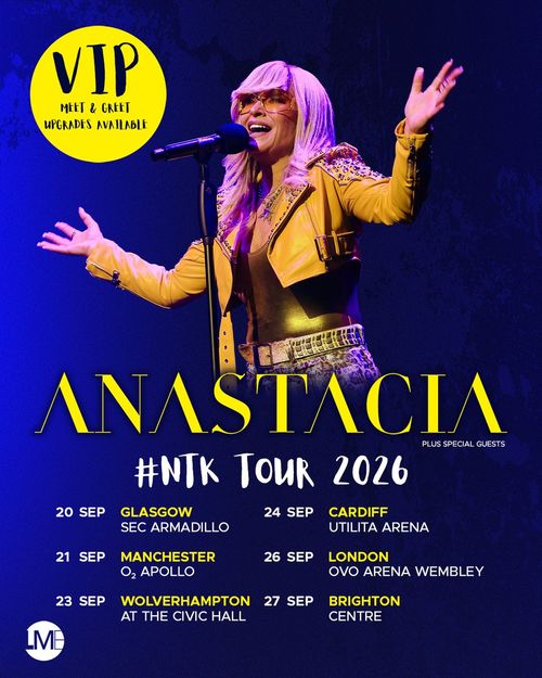ANASTACIA #NTK Tour 2026 Anastacia, Acrobat, Roachford september 2026 tour poster