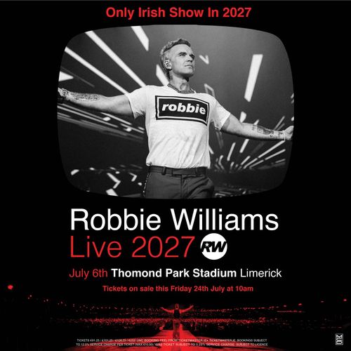 Robbie Williams Live 2027 Robbie Williams at Thomond Park Stadium on 6 July 2027 gig poster