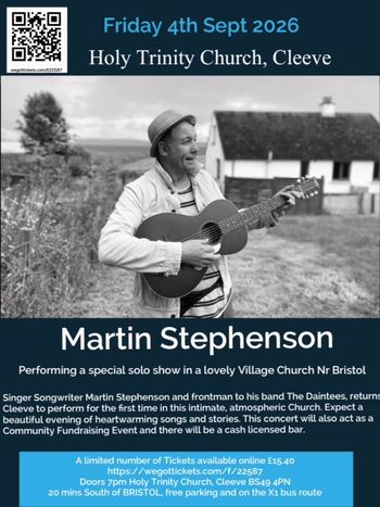 Martin Stephenson at Holy Trinity Church on 4 September 2026 gig poster