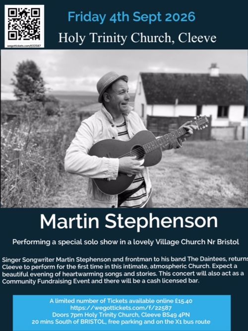 Martin Stephenson at Holy Trinity Church on 4 September 2026 gig poster