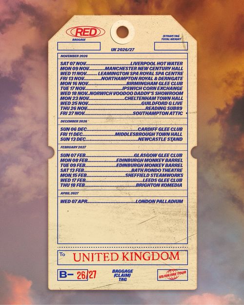 RED UK 2026/27 Tour Red november 2026 to april 2027 tour poster