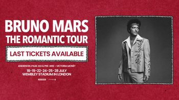 BRUNO MARS THE ROMANTIC TOUR Bruno Mars, Victoria Monét, Anderson .Paak as DJ Pee .Wee july 2026 tour poster