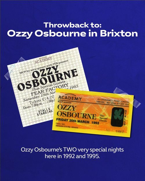 Throwback to: Ozzy Osbourne in Brixton Ozzy Osbourne, Fear Factory march 1992 to november 1995 tour poster