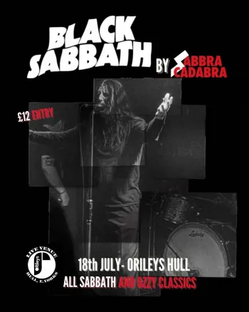 BLACK SABBATH by SABBRA CADABRA SABBRA CADABRA at O'Rileys on 18 July 2026 gig poster