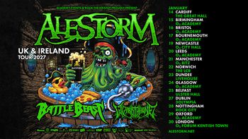Alestorm UK & Ireland Tour 2027 Alestorm, Battle Beast, Witchthrone at 3Olympia on 27 January 2027 gig poster