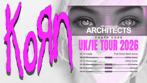 Korn UK/IE Tour 2026 with special guest Architects Korn, Architects october 2026 to november 2026 tour poster