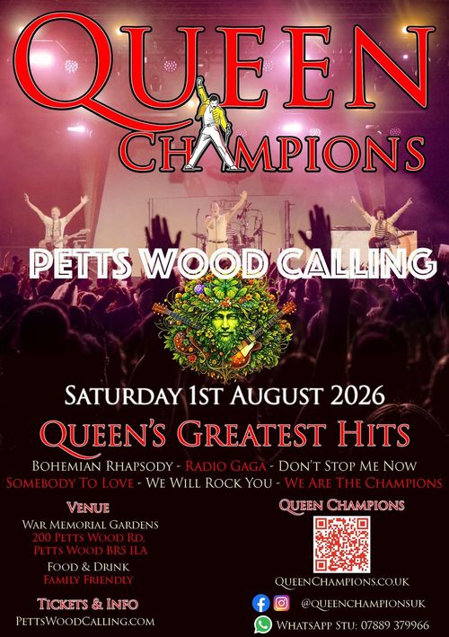 QUEEN Champions at War Memorial Gardens on 1 August 2026 gig poster
