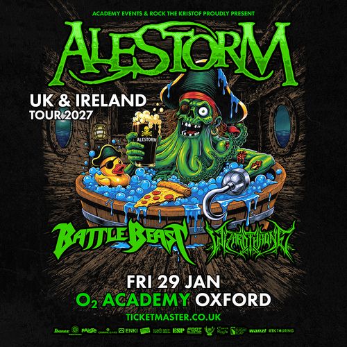 ALESTORM UK & IRELAND TOUR 2027 Infected Rain, Alestorm, Battle Beast at O2 ACADEMY on 29 January 2027 gig poster