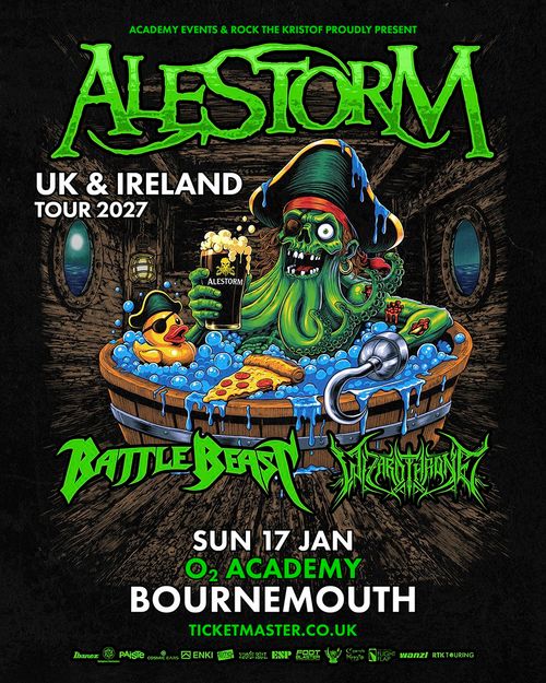 ALESTORM UK & IRELAND TOUR 2027 Alestorm, Battle Beast, Infected Rain at O2 Academy on 17 January 2027 gig poster