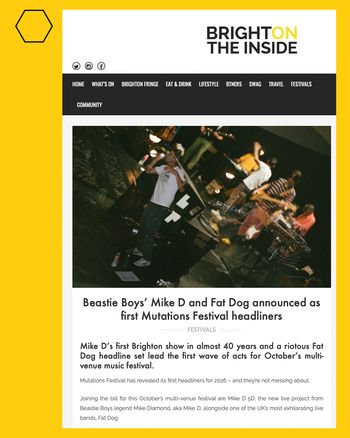 Beastie Boys’ Mike D and Fat Dog announced as first Mutations Festival headliners Fat Dog, Mike D at Mutations Festival on 1 October 2026 gig poster