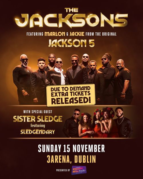 THE JACKSONS Sister Sledge at 3Arena on 15 November 2026 gig poster