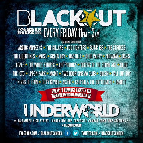 BLACKOUT by Camden Rocks Festival Various Artists at The Underworld on 29 July 2026 gig poster