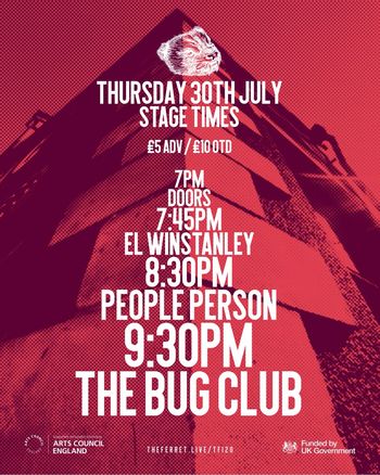 THURSDAY 30TH JULY STAGE TIMES EL WINSTANLEY, PEOPLE PERSON at THE BUG CLUB on 30 July 2026 gig poster