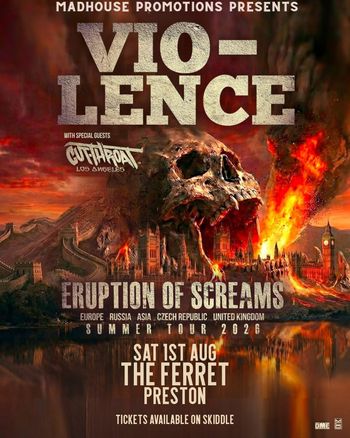 VIO-LENCE - Eruption of Screams Cutthroat, Vio-lence at THE FERRET on 1 August 2026 gig poster