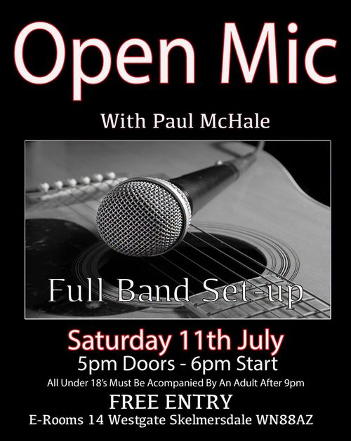 Open Mic Paul McHale at E-Rooms on 11 July 2026 gig poster