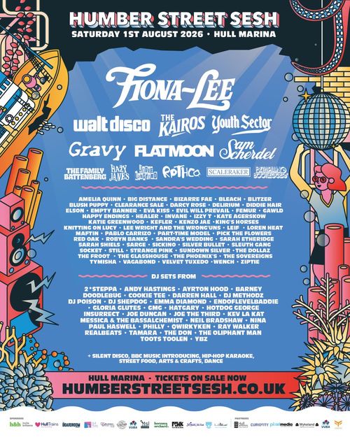 HUMBER STREET SESH The Kairos, Flat Moon, Youth Sector, Fiona-Lee, Sam Scherdel, Walt Disco, Gravy at Hull Marina on 1 August 2026 gig poster