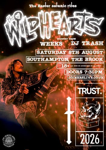 the WILDHEARTS DJ TRASH, The Weeks at The Brook on 8 August 2026 gig poster