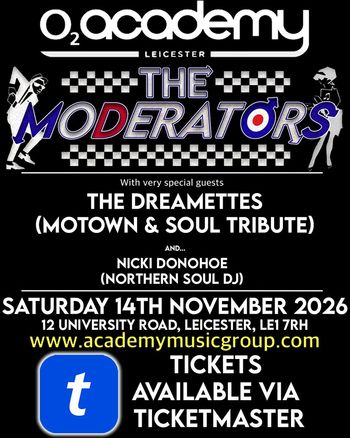THE MODERATORS NICKI DONOHOE, THE DREAMETTES at o2 academy on 14 November 2026 gig poster