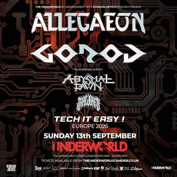 ALLEGAEON ABYSMAL TORN, JADE LYNX, Gorod at UNDERWORLD on 13 September 2026 gig poster