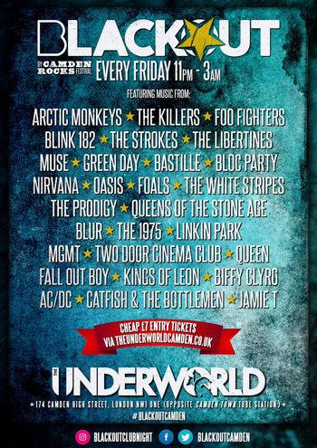 BLACKOUT by Camden Rocks Festival Various Artists at The Underworld on 7 August 2026 gig poster