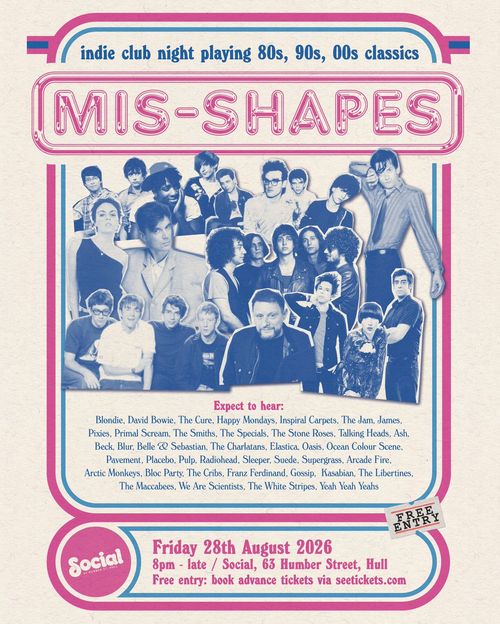 MIS-SHAPES at Social on 28 August 2026 gig poster