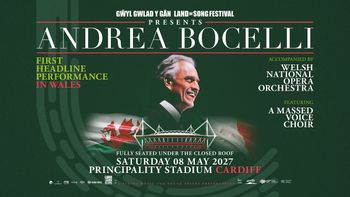 ANDREA BOCELLI at Principality Stadium on 8 May 2027 gig poster