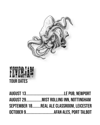 FEVERJAW TOUR DATES Feverjaw at Mist Rolling Inn on 29 August 2026 gig poster