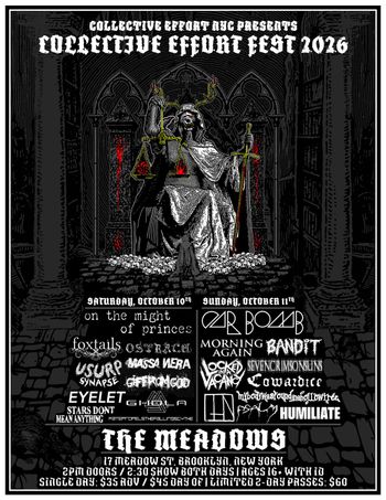 Collective Effort Fest 2026 Synapse, efffromgod, fatepropelsthefallingscythe, giola, my body was found in a hollow tree, car bomb, Morning Again, Ostraca, Massa Nera, starsdontmeananything, Humiliate, on the might of princes, Cowardice, Usurp, locked in a vacancy, Seven Crimson Suns, foxtails, Eyelet, Bandit, ION, Psalm october 2026 tour poster