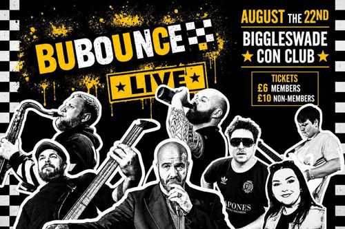 BUBOUNCE LIVE BUBOUNCE at Biggleswade Con Club on 22 August 2026 gig poster