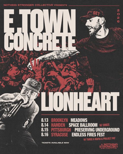 E.Town Concrete Lionheart E.Town Concrete, Lionheart august 2023 tour poster
