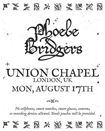 Phoebe Bridgers at Union Chapel on 17 August 2026 gig poster