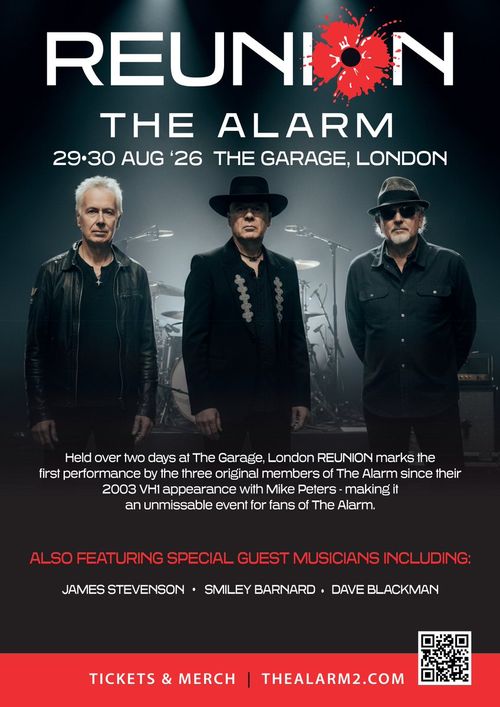 REUNION THE ALARM Alarm, Dave Blackman, Smiley, James Stevenson august 2026 tour poster